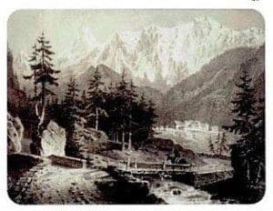 La Mine de Peisey en 1840, gravure de Courtois